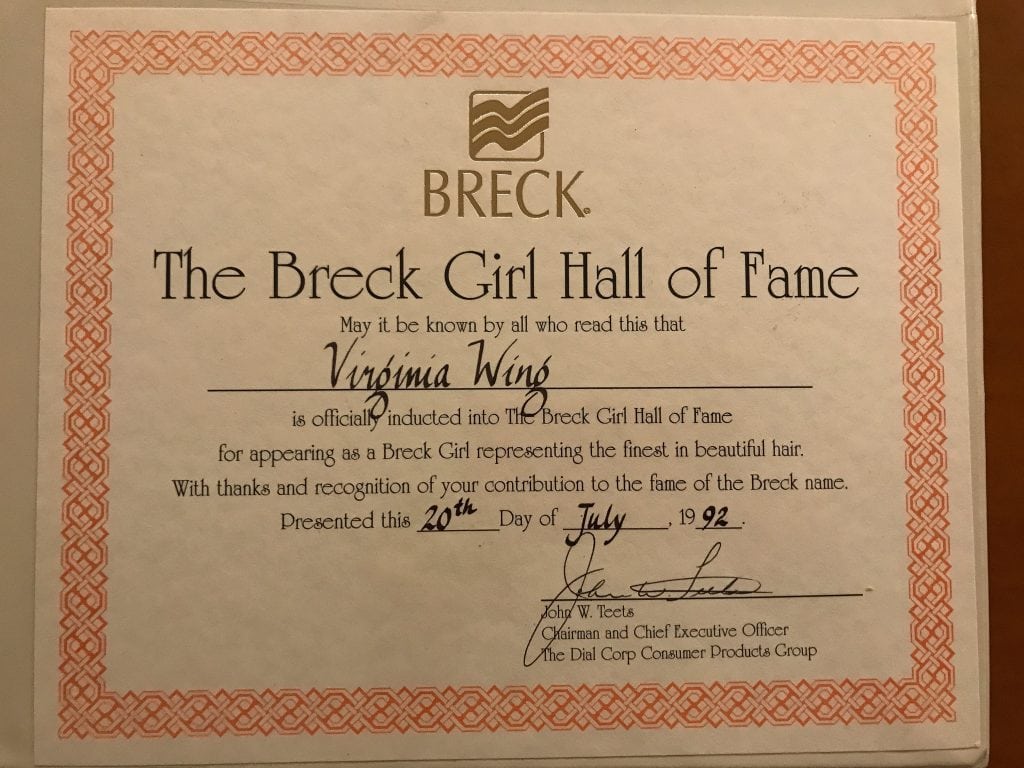 Virginia Wing was inducted into The Breck Girl Hall of Fame on July 20, 1992.