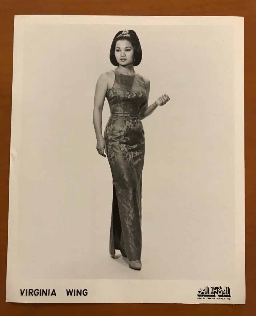 1962 publicity still of Virginia Wing in the dress purchased by "The Tonight Show" for her first appearance.