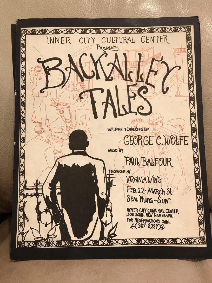 Poster for "Backalley Tales," written by George C. Wolfe, produce by Virginia Wing at the Inner City Cultural Center in Los Angeles, CA.