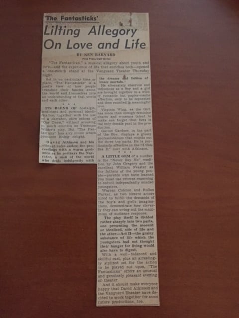 Detroit Free Press, Undated, 'The Fantasticks,' Lilting Allegory on Love and Life, by Ken Barnard, Free Press Staff Writer. 